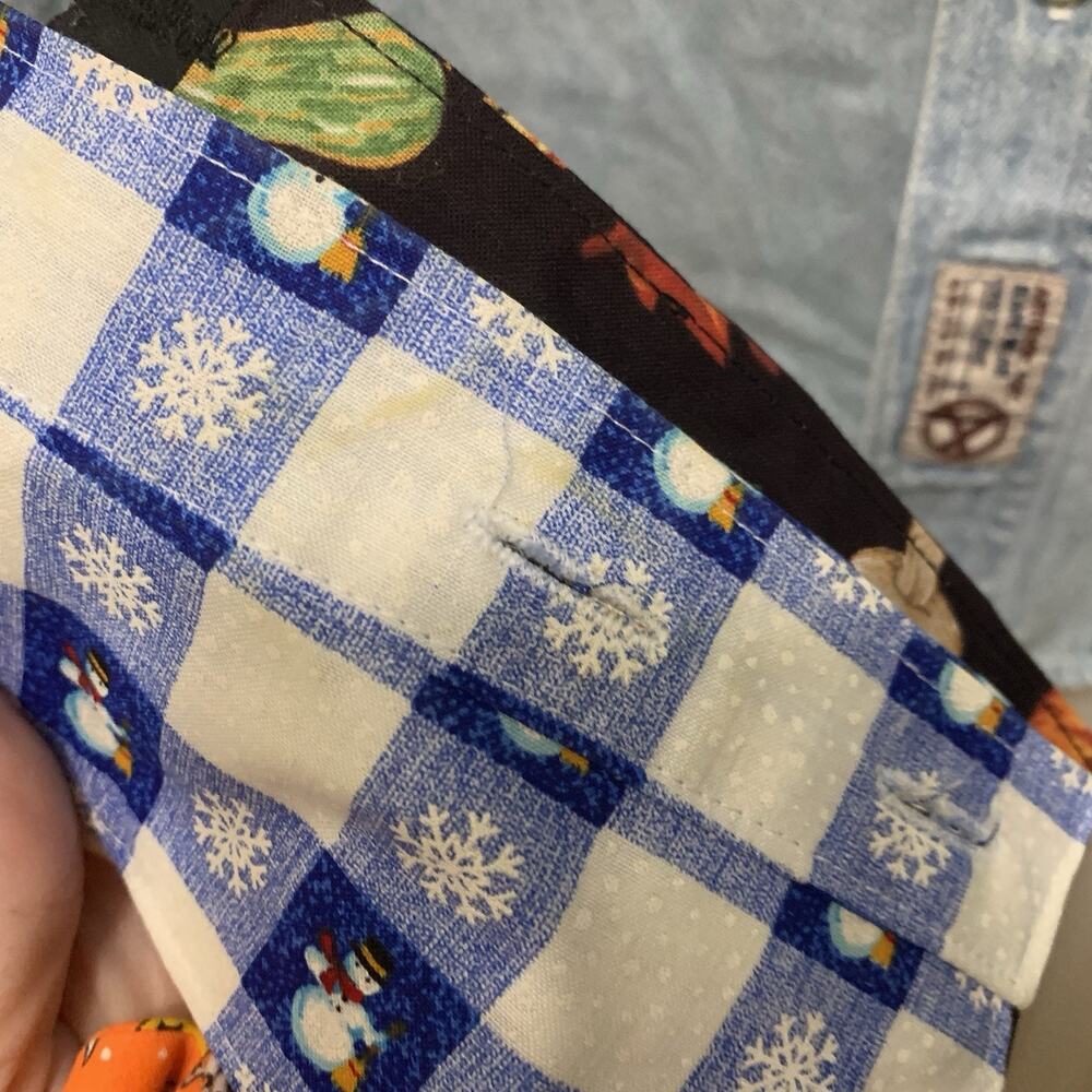 Vtg Upcycled Denim Shirt M 5 Interchangeable Collars Holiday Christmas Halloween - Picture 9 of 14